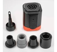 Mini bomba de aire eléctrica portátil, bomba de aire recargable con batería de 2600 mAh, bomba de vacío de inflado rápido para exteriores con luz LED (negro naranja)