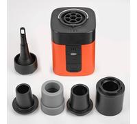 Mini bomba de aire eléctrica portátil con luz LED, batería recargable USB C, doble función para inflado rápido y compresión al vacío para viajes y actividades al aire libre (naranja negro)