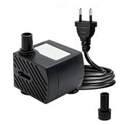 Mini bomba sumergible ultra silenciosa con cable de alimentación de 1,3 m, con 1 boquilla para fuente, acuario, jardín de estanque, enchufe europeo 180 l/h 3 W