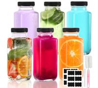 Mini Botella Cristal Pequeña con Tapa 250ml, Etiquetas y Bolígrafo, Mini Botellas de Cristal con Pincel, Kit Botes Cristal Pequeños, Frascos de Vidrio para Regalitos Boda Fiesta Especias Mermelada