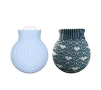 Mini botella de agua caliente, botella de agua caliente con calefacción por microondas Bolsa de agua caliente de silicona con cubierta de punto, terapias frías y calientes para el dolor de espalda -
