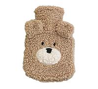 Mini botella de agua caliente, botella de agua caliente lindo oso relleno de agua caliente botella de agua caliente felpa marrón blanco marrón 500 ml bolsa de agua caliente mantener en la mano pies