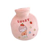Mini botella de agua caliente con cubierta de felpa cálida peluda, 400 ml, bolsa calentada para períodos de menstruación kawaii, bonitos patrones de animales de peluche, accesorios para calentar pies