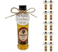 Mini Botellas de Alcohol Personalizadas - Botellitas de Licor para Detalles de Bautizos, Comuniones y Bodas - Regalos Originales para Invitados (Miniatura Ron Negrita 50ml)