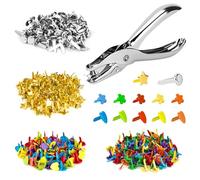 Mini Brads, Sujetadores de Papel Encuadernador Cabeza de Metal Scrapbooking Brads con Perforadora de un Solo Orificio para Decoración Arte DIY Libro de Recuerdos Arte de Papel 6 Estilo 350 Piezas