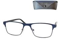 Mini Brille - Elegantes Gafas Luz Azul Unisex para Leer con Lentes Rectangulares, Funda incluye, Montura Cuadradas de Acero Inoxidable (el Azul oscuro parece Negro), Para Hombre y Mujer +2.5 Dioptrías