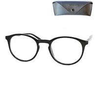 Mini Brille - Elegantes Gafas Luz Azul Unisex para Leer, Grandes Lentes Redondas que Bloquean la Luz Azul, Incluye Funda incluye, Gafas Para Leer (Negra) Para Hombre y Mujer +2.0 Dioptrías