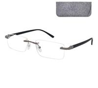 Mini Brille - Gafas de Lectura Montura al Aire con Cristales Rectangulares, Funda incluye, Montura Cuadradas de Acero Inoxidable (Negra), Gafas Para Leer de Hombre y Mujer,+2.5 Dioptrías