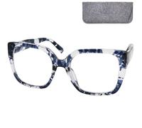 Mini Brille - Gafas de Lectura Mujer +2.5 Dioptrías - Oversize Estilo Mariposa - Montura Gruesa Lechosa negra con Lentes Grandes - Estuche Incluido