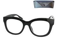 Mini Brille - Gafas de Lectura Mujer - Retro Rectangulares Negra con Montura Gruesa, Lentes Grandes y Estuche Incluido +2.5 Dioptrías