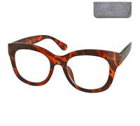 Mini Brille - Gafas de Lectura Mujer - Retro Rectangulares Tortoise con Montura Gruesa, Lentes Grandes y Estuche Incluido +1.5 Dioptrías