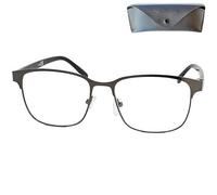 Mini Brille - Gafas de Lectura Vintage con Cristales Grandes, Montura de Acero Inoxidable (Grafito), Funda incluye, Gafas Para Leer Hombre y Mujer +1.5 Dioptrías