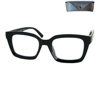 Mini Brille - Gafas de Lectura Vintage con Grandes Lentes Rectangulares, Funda incluye, Montura Gruesa el Plástico con Bisagra de Resorte, Gafas Mujer +1.5 Dioptrías