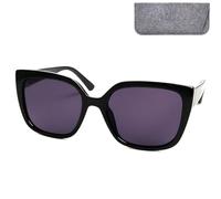 Mini Brille - Gafas de Sol sin Graduar - Estilo Mariposa, Montura Gruesa Oversize Negra de Hombre y Mujer, Protección UV 400, Estuche +0.0 Dioptrías