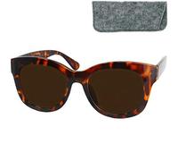 Mini Brille - Gafas de Sol sin Graduar Modernas con Grandes Lentes Rectangulares, Estuche incluye, Montura Gruesa el Plástico (Tortoise) con Bisagra de Resorte, Gafas de Sol Mujer