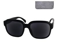 Mini Brille - Gafas de Sol sin Graduar - XL Rectangulares, Montura Gruesa Oversize Negra de Hombre y Mujer, Protección UV 400, Estuche +0.0 Dioptrías