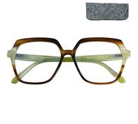 Mini Brille - Gafas Luz Azul Retro y Lentes Hexagonales Grandes, sin Graduar, Oversize Montura el Plástico (Verde), Modernas Gafas Para Pantallas de Ordenador