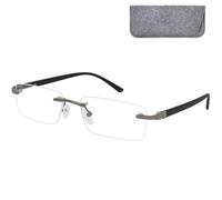 Mini Brille - Gafas Luz Azul sin Graduar Unisex con Montura al Aire Rectangular Metálica (Negra) - Lentes Transparentes, Gafas Para Pantallas de Ordenador Hombre y Mujer - Incluye Funda