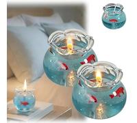 Mini Bubble Fish Tank Candle,Cute Decorative Mini Floating Fish Tank Candle,Fish Tank Scented Candle,Ocean Theme Aesthetic Decorative Candles,Party Favors for Room Bedroom Desktop (2)