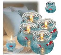 Mini Bubble Fish Tank Candle,Cute Decorative Mini Floating Fish Tank Candle,Fish Tank Scented Candle,Ocean Theme Aesthetic Decorative Candles,Party Favors for Room Bedroom Desktop (4)