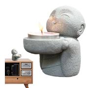 Mini Buddha Figurine - 9x8.8x5.5cm Resin Lapis Lazuli Sand Monk Statue, Decorative Candlestick Holder | Zen Design Offering Calm Ambiance, Aesthetic Room Decor For Living Bedroom Meditation