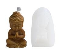 Mini Buddha-Silicone Form-3d Buda Candlestick para objetos decorativos hechos a mano | Forma reutilizable de silicona flexible para la producción de velas, arte de resina, figuras de yeso