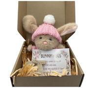 Mini Bunny Hug Cute Easter Gift, Bunny Stuffed Animal Sets, Handmade Plush Pocket Hug Rabbit Doll, Cute Emotional Support Positive Crochet Bunny Gift for Valentine's Day Easter(Rosado)