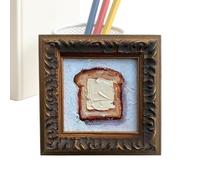 Mini Buttered Toast Wall Art - 3.9x3.9 Inches Framed Kitchen Pictures for Home Decoration, Charming Culinary-Themed Oil Painting with Ready-To- Frame, Decorative Wall Decor for Workplace Apartment
