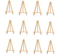 Mini caballetes de madera, caballete pequeño, para cuadros, soporte de lienzo plegable, caballete compacto, álbumes de fotos, manualidades de pintura (Wood color, 8x15 CM-12 Pack)