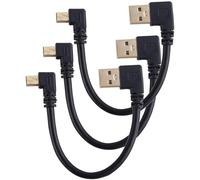 Mini cable USB, cable USB a mini USB en ángulo derecho, cable corto USB 2.0 a mini USB de carga y sincronización de datos Cable extensor (5 pines USB a mini USB, paquete de 3)