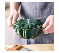 Mini cacerola de hierro fundido con tapa, revestimiento esmaltado resistente, forma de calabaza, adecuada para cocina de inducción y estufa de gas