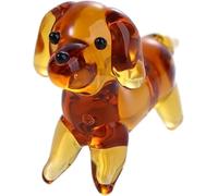 Mini cachorro amarillo hecho a mano, adornos de vidrio soplado a mano, figura de perro en miniatura, decoración de escritorio, figuras de perro de cristal, colección de adornos de vidrio cortado
