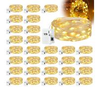 Mini cadena de luces con batería, 30 unidades, 2 m, 20 LED, funciona con pilas, 3 modos, micro cadena de luz, resistente al agua, batería de cobre, cadena de luces para fiestas, vacaciones, botella