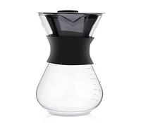 Mini CafeteraASHATA Máquina de Café PortátilCafetera de Filtro de Acero Inoxidable, Coffee Pot de Vidrio con un Agarre de Silicona400 ml,Negro+Transparente