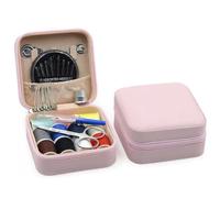 Mini Caja de Costura, Costurero Portátil, Set de Costura, Costurero Completo, Costurero Pequeño, Caja de Costura Con Alfiletero Agujas Hilos, (Rosa)