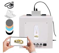 Mini caja de luz para estudio fotográfico con plato giratorio regulable de 360 grados, kit de tienda de campaña de fotografía giratoria eléctrica, brillo ajustable para fotografía de joyas