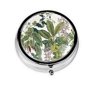 Mini caja de medicina con diseño de hojas de flores tropicales, organizador portátil de bolsillo para medicinas, pastillero