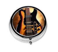 Mini caja de medicina para guitarra instrumental con tres compartimentos, pequeña caja de medicina redonda, portátil