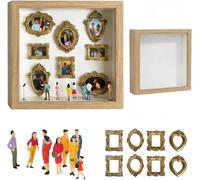 Mini caja de silueta de marcos dorados para bricolaje, 8 figuras doradas de museo en miniatura y 8 figuras con luz, celebra tus recuerdos únicos con estilo para aniversario, boda, cumpleaños y