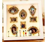 Mini caja de silueta de museo, celebra tus recuerdos únicos con estilo, kit de exhibición de recuerdos creativos con marcos de mini figuras, marcos dorados, vitrina de exhibición Min-i, para