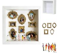 Mini caja de silueta de museo, celebra tus recuerdos únicos con estilo, kit de marco de caja de sombra personalizado con mini marcos dorados y figuras para decoración de bodas y hogar