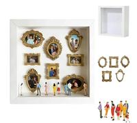 Mini caja de silueta de museo, celebra tus recuerdos únicos en estilo, kit de marco personalizado con mini marcos dorados y figuras para bodas, decoración del hogar