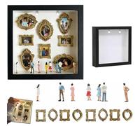 Mini caja de silueta de museo de bricolaje, kit de marco de caja de sombra con 8 mini marcos dorados y 7 figuras, vitrina de memoria creativa personalizada para regalos de boda, aniversario y