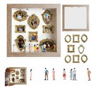 Mini caja de silueta de museo de bricolaje, kit de marco de caja de sombra con 8 mini marcos dorados y 7 figuras, vitrina de memoria creativa personalizada para regalos de boda, aniversario y