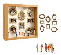 Mini Caja De Silueta De Museo DIY, Kit De Marco De Caja De Sombra Creativa con Luz, Mini Figuras Y Marcos Dorados, para El Día De San Valentín/Boda/Aniversario Wood Colour