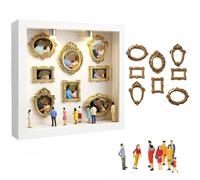 Mini Caja De Silueta De Museo DIY, Kit De Marco De Caja De Sombra Creativa con Luz, Mini Figuras Y Marcos Dorados, para El Día De San Valentín/Boda/Aniversario White