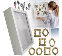 Mini caja de silueta de museo, kit de marco personalizado con mini marcos y figuras doradas, celebra tus recuerdos únicos con estilo, para aniversario, boda, cumpleaños y decoración del hogar