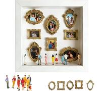 Mini caja de silueta de museo para bricolaje, celebra tus recuerdos únicos con estilo, caja de fotos personalizada con marcos y figuras doradas (blanco)