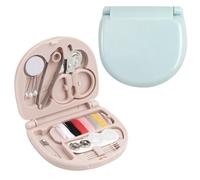 Mini Cajas Kit de Costura de Viaje, Costurero Portátil Kit Herramienta de Costureros Completos Costura Accesorios para Hogar Viajes Emergencias 2 Piezas (Azul+Rosa)