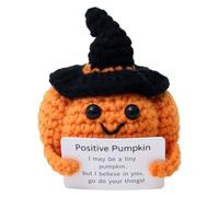 Mini Calabaza Positiva Divertida Muñeca,Juguetes Peluche Muñeca Punto Pocket Hug Muñeca Lana Adornos Positivos para el Hogar Regalos Motivación Divertidos para Mujeres Hombres Amigo Familia Halloween